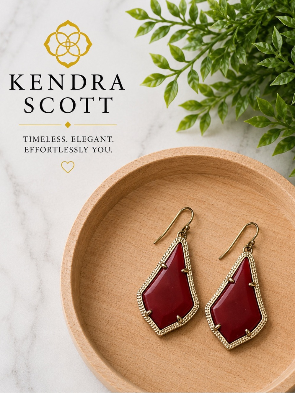 ❤️ Kendra Scott Red Stone Gold Tone Statement Drop Earrings